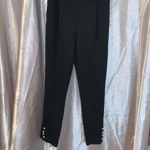 Pearl button hem tailored pant